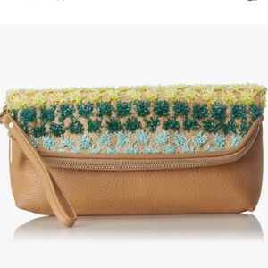 Fossil Preston Slouch Leather Textured Fold-Over Clutch Wristlet Bag